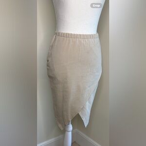Like an Angel Beige Midi Asymmetrical Pull On Skirt. Medium